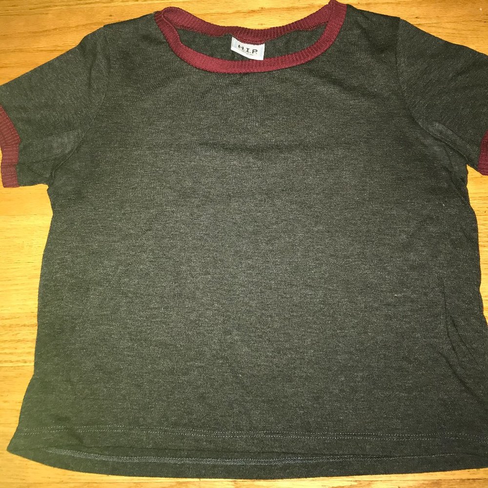 Black and Burgundy Crop Top
